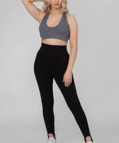 Public Desire UK Rib Stirrup Legging Black KAIIA CLOTHING