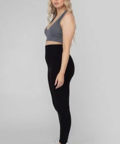 Public Desire UK Rib Stirrup Legging Black KAIIA CLOTHING