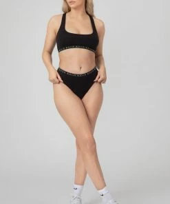 Public Desire UK Kaiia Elastic Highwaisted Brief Black KAIIA CLOTHING