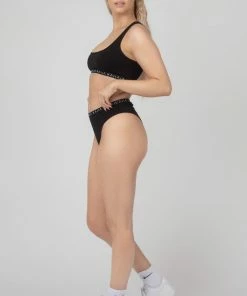 Public Desire UK Kaiia Elastic Highwaisted Brief Black KAIIA CLOTHING