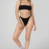 Public Desire UK KAIIA CLOTHING Kaiia Elastic Rib Strappy Back Bra Black