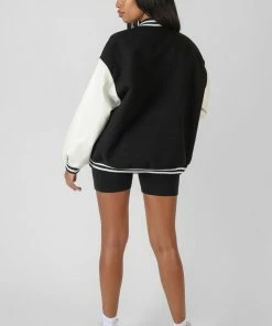 Public Desire UK Oversized Varsity Jacket Black