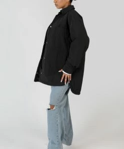 Public Desire UK Padded Oversized Shacket Black KAIIA CLOTHING