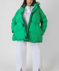 Public Desire UK Padded Trapeze Puffer Green KAIIA CLOTHING