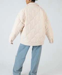 Public Desire UK Onion Quilt Shacket Ecru
