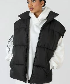 Public Desire UK Longline Oversized Gilet Black KAIIA CLOTHING