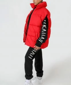 Public Desire UK KAIIA CLOTHING Longline Oversized Gilet Red