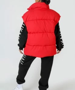 Public Desire UK KAIIA CLOTHING Longline Oversized Gilet Red