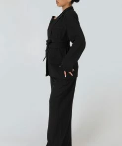 Public Desire UK KAIIA CLOTHING Premium Obi Belt Blazer Black
