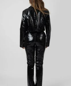 Public Desire UK Cropped Croc Vinyl Blazer