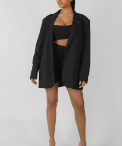 Public Desire UK Longline Blazer Black KAIIA CLOTHING
