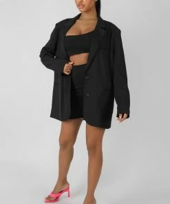 Public Desire UK Longline Blazer Black KAIIA CLOTHING