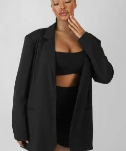 Public Desire UK Longline Blazer Black KAIIA CLOTHING