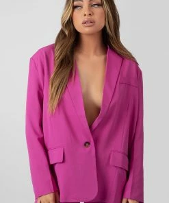 Public Desire UK Oversized Dad Blazer Pink KAIIA CLOTHING