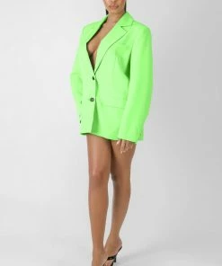 Public Desire UK Oversized Masculine Blazer Jacket Green