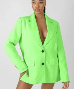 Public Desire UK Oversized Masculine Blazer Jacket Green