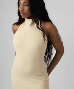 Public Desire UK KAIIA CLOTHING High Neck Backless Dress Butter