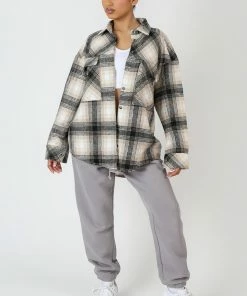 Public Desire UK Check Shirt Grey KAIIA CLOTHING