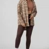 Public Desire UK KAIIA CLOTHING Check Shirt In Camel With Button Fastening
