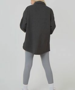 Public Desire UK Oversized Pocket Front Shacket Grey Acid Wash