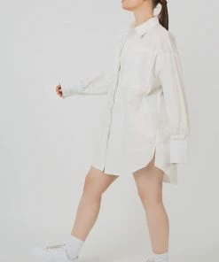 Public Desire UK Oversized Poplin Shirt Dress White KAIIA CLOTHING