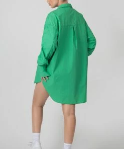 Public Desire UK Oversized Poplin Shirt Dress Green KAIIA CLOTHING