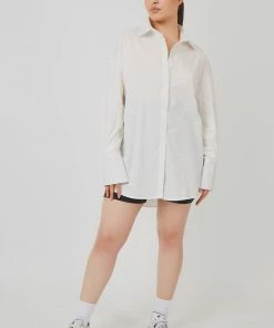 Public Desire UK Oversized Poplin Shirt White