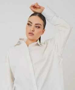 Public Desire UK Oversized Poplin Shirt White