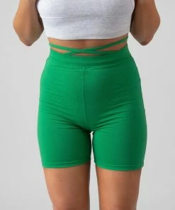 Public Desire UK KAIIA CLOTHING Tie Waist Cycling Shorts Green