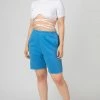 Public Desire UK Longline Raw Hem Shorts Blue KAIIA CLOTHING