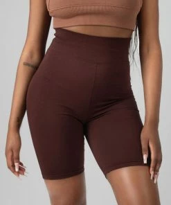 Public Desire UK High Waisted Jersey Cycling Shorts Chocolate