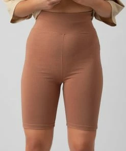 Public Desire UK High Waisted Jersey Cycling Shorts Cinnamon