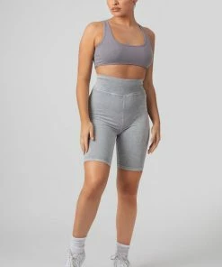 Public Desire UK Coordinate Slogan Cycling Short Grey Acid Wash