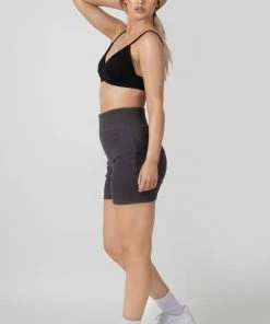 Public Desire UK High Waisted Rib Cycling Shorts Dark Grey
