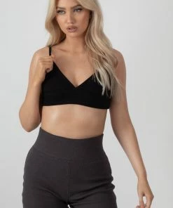 Public Desire UK High Waisted Rib Cycling Shorts Dark Grey