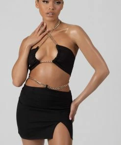 Public Desire UK Chain Waist Mini Skirt Black