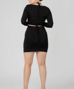 Public Desire UK KAIIA CLOTHING Loop Ruching Midi Skirt Black 9 Public Desire UK KAIIA CLOTHING Loop Ruching Midi Skirt Black