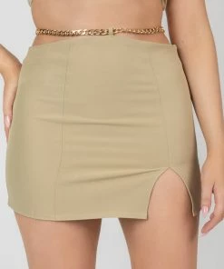 Public Desire UK Chain Waist Mini Skirt Sage KAIIA CLOTHING