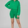 Public Desire UK Oversized Half Zip Gathered Hem Sweat Green