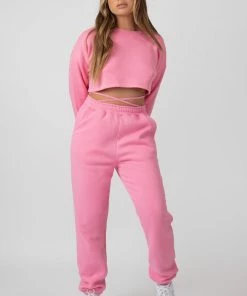 Public Desire UK KAIIA CLOTHING Oversized Cropped Sweat Pink