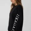 Public Desire UK Oversized Kaiia Branded Slogan Sleeve Sweat Black KAIIA CLOTHING