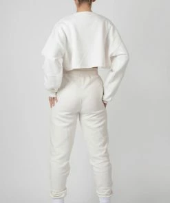 Public Desire UK Oversized Extreme Cropped Sweat Ivory KAIIA CLOTHING