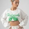 Public Desire UK Oversized Extreme Cropped Sweat Ivory KAIIA CLOTHING
