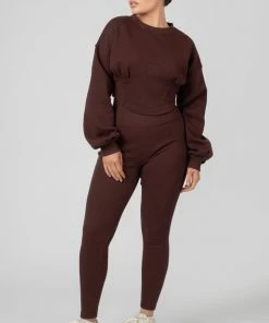 Public Desire UK Corset Detail Sweat Chocolate