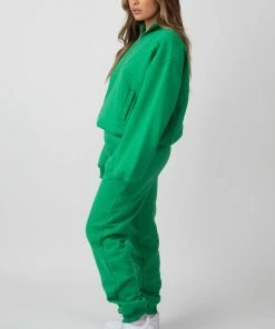Public Desire UK Oversized Half Zip Sweat Green