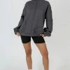 Public Desire UK Oversized Exposed Seam Detail Sweatshirt Dark Grey