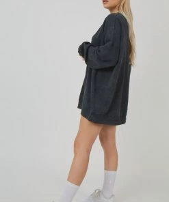 Public Desire UK KAIIA CLOTHING Oversized Longline Copenhagen Sweat Acid Wash