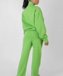 Public Desire UK New York Half Zip Oversized Sweatshirt Green KAIIA CLOTHING