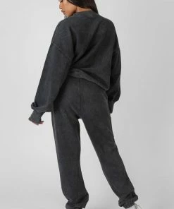 Public Desire UK Los Angeles Acid Wash Oversized Sweatshirt Grey KAIIA CLOTHING