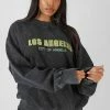 Public Desire UK Los Angeles Acid Wash Oversized Sweatshirt Grey KAIIA CLOTHING